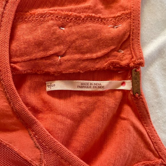 Free People Orange mesh Ginger Tank top S - Picture 4 of 4